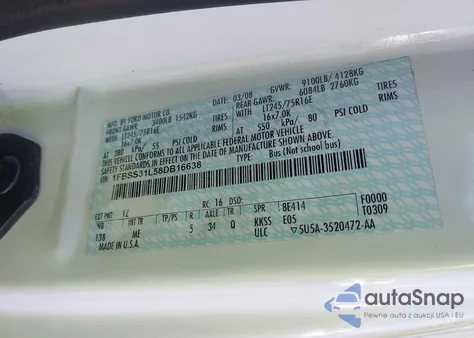 2008 Ford E-350 Super Duty Xl/Xlt from USA, damaged, VIN 1FBSS31L58DB16638